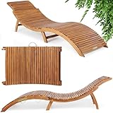 Casaria® Sonnenliege Klappbar Holz FSC®-Zertifiziert 320kg Belastbarkeit 190x60cm Tragegriff Kofferfunktion Garten Balkon Terrasse Gartenliege Klappliege Akazie