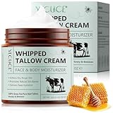 Beef Tallow Creme 120 g, Rindertalg für Hautpflege, Rindertalg und Honigbalsam, Talg-Gesichtscreme, Bio-Grasgefütterter aufgeschlagener Talgbalsam, Bodycremes, Tiefenhydration für Gesicht & Körper