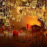 ELEUTH 12 Sterne LED Lichterkette, Weihnachtsdeko Innen Lichtervorhang 138LEDs 8 Modi und Timer,IP44 Weihnachtsbeleuchtung Außen für Fenster,Schlafzimmer,Garten,Balkon,Warmweiß