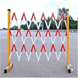 Gelb-Schwarze Mobile Barrikade, Erweiterbare Teleskop-Barrikaden Mit Reflektierenden Streifen, Flexible Absperrgitter Für Menschenmengenkontrolle (Rosso 1.2x9m)