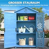 Outdoor Holz Gartenmöbel Aufbewahrungsschuppen, Werkzeughaus für Garten, Terrasse, verblassungsfrei, wetterfest, wartungsfrei, umweltfreundlich, sicher und geschützt, blau