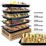 Packung mit 5 Sandwich-Platten mit Deckeln – Wiederverwendbare Plastik-Buffetplatten für Catering, Sandwich-Platten und Essensvorbereitung – Serviertabletts für Veranstaltungen – 39 x 29 x 7,5 cm