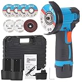 Akku Winkelschleifer, 12V Mini Winkelschleifer mit 2 x Batterien 4500mAh, 19500rpm, Mini Akku Flex mit 7 Trennscheiben 75MM zum Schneiden, Polieren und Schärfen