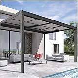 Terrassendach Veranda freistehend mit Schiebedach | Überdachung pulverbeschichtet anthrazit (4 x 3m)