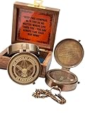 SAYRA NAUTICALSS Eagle Scout Personalisierter Messing-Kompass | Vintage-Messing Pfadfinder-Kompass mit Holzbox