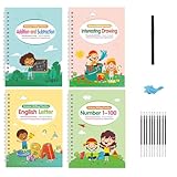 4-teiliges Gerilltes Handschriftbuch Set Mit Silikon Stiftgriff Zahlenverfolgung Und Mathematik Für Kinder Vorschulalter Englische Handschrift Übungsblätter