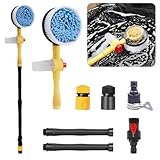 Yeqqzq Auto Waschbürste Kit, Auto Rotierende Auto Reinigungsbürste mit Seifenspender, Langer Griff Kratzfrei Auto Waschen Mop, Scheuerbürste für Autos LKW
