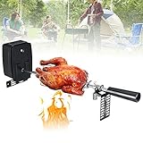 BBQ Grillspieß Rotisserie Edelstahl Drehspieß Set 106 cm Rotisserie Drehspieß mit 2 Fleischnadeln & Motor Gasgrill Fleischklammer Grilldrehspieße für Camping Picknik