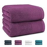 Montafox Saunatuch 180 x 90 cm Flauschige Badetücher 100% Baumwolle Saugfähig Kuschelig Weich Duschtuch Groß, Farbe:Pflaume, Verpackungseinheit:2er Set