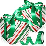 Dispowreath 48 Stück 4 x 4 x 4 Weihnachts-Geschenkboxen mit Band, kleine Geschenkboxen mit Deckel, Leckerli-Boxen für Geschenkverpackungen, Ornamente, Hochzeit, Urlaub, Geburtstag, Party, Gastgeschenk