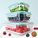 Dipmi Glas Frischhaltedosen Set mit Deckel [3er Set] I Eckige Glasdose mit Deckel für Mikrowelle BPA frei I Glasbehälter, Vorratsdose, Meal prep
