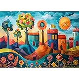 HUADADA Puzzle 1000 Teile-Puzzle 1000 Teile Erwachsene Klassische Puzzles Geschenk-Buntes Dorf
