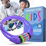 Büchel Fahrradschloss Kinder I Farbenfroh und ohne Schlüssel I Zahlenschloss fahrrad, fahrrad zubehör kinder, kinder fahrradschloss fahrradzubehör kinder, Violett