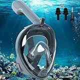 Schnorchelmaske Erwachsene Tauchermaske, 180° Sichtfeld Faltbare Professionelle Vollmaske Tauchmaske, Verstellbares Abnehmbarer Snorkel Mask Wasserdicht mit Kameraposition für Damen Herren