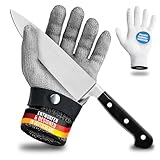 ® Schnittschutzhandschuh aus Edelstahl-Draht - hoher komfort & sicheres Schneiden - praktisch, leicht zu reinigen & lebensmittelecht - inklusive Baumwoll Handschuh (L)