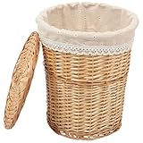 Hemobllo Großer Wäschekorb aus Gewebtem Rattan mit Deckel Vielseitiger Aufbewahrungskorb für Kleidung und Kleinigkeiten Atmungsaktiv und Handgefertigt für Schlafzimmer und Badezimmer