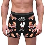 Herren Unterhosen-Herren Unterhosen Benutzerdefinierte Unterhose mit Gesicht Foto Personalisiert Lustige Unterwäsche Hosen Boxershorts für Männer Geschenk Baumwolle (Black #7, L)