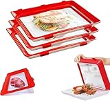 Flearitzo 3er Set Aufschnittbox stapelbar – Wiederverwendbare Frischhaltedosen mit Deckel ideal für Wurst Käse und mehr Vakuumdesign geeignet für Kühlschrank Größe 30 x 3 x 22 cm (Rot)