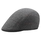 JazRvr 1 Stück, Schiebermütze Herren, Baskenmütze, Barrett Mütze Herren, Kopfbedeckung Barett Herrenes, Flatcap Herrens, Schiebermütze Schwarz, 56-59 cm, Grau