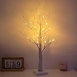 Lichterbaum Lichterzweige für Innen, LED Lichterbaum 60CM Lichterzweige 24 LEDs, Batteriebetrieben und USB-betrieben, Warmweiß LEDs Bäumchen Birken für Weihnachten, Ostern, Hochzeit Geburtstag