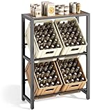 pickpiff 4 Kästen Getränkekistenregal mit Ablage - Schwarz Metall Getränkeregal, Stabil & Platzsparend Kistenregal mit 2 Ebenen für Bier, Wasser, Getränken - Für Wohnzimmer, Küche & Keller