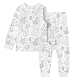 Generisch Kid DIY Hand bemalt Homewear Set Färbung Pyjama-Sets für Jungen Mädchen können Spielen mit wea (White 4-5 Years)