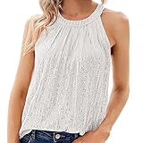 Karnevalskostüm Pailletten Tops für Frauen 2025 Neue Damen Pailletten Straps-Ausschnitt Straps-Weste Übergroße T-Shirts Bluse, weiß, L