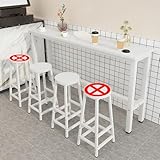 POWRZZZY Bartisch-Und Stuhlset Rechteckiger Bartisch Schmaler Langer Stehtisch Holzbartisch Bartisch Bartisch mit Hockern Küchenthekenhöhe für Café