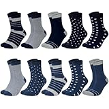 Chalier Cozy 10 Paar Damen Socken Baumwolle mit bunten Streifen, Punkte und Herzen - Bequeme Alltagssocken, ideale Geschenke für Frauen. Einheitsgröße.Gemischte Farbe 3.