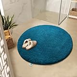 KARAT Badematte Sky, Badteppich in Rund, Dichtes, Flauschiges Wohlgefühl für Ihr Zuhause, Badvorleger rutschfest waschbar, schadstoffgeprüft (Türkis, 95 cm (Rund))