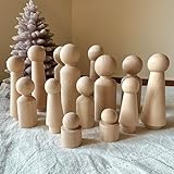 14 Holzmännchen Familie Figuren Holz Naturbelassene Holzfiguren Basteln Bemalen & DIY-Projekte Für Familien Kinder & Kreative Dekoration