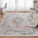 CHOSHOME Waschbarer Teppich Wohnzimmer Vintage Kurzflor Teppich Groß Orientalischer Teppich für Schlafzimmer rutschfest Teppich Kunstwolle Boho In & Outdoor Teppich 160x230CM Mehrfarbig