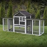 Miweba MyAnimal Hasenstall MH-31 | 181x60x95 cm - Kaninchenstall mit Freilaufgehege - Doppelstockhaus 2 Ebenen - Hasenkäfig - imprägniert - Kaninchenkäfig Winterfest - Indoor und Outdoor (Grau/Weiß)