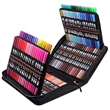 Malstift, buntes Marker-Set, 120 Stück | Kunstmarker mit doppeltem zum Ausmalen, Aquarell-Pinselstifte mit doppelseitigen Spitzen, Zubehör