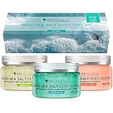 PraNaturals Körperpflegeset mit Salz aus dem Toten Meer – Exfolierendes Peeling & pflegende Körperbutter für geschmeidige Haut, Mango & Kiwi, grüne Feige, Orangenblüte, Vegan & Frei von Tierversuchen