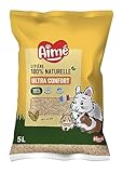 Aimé | Kleintierstreu | Streu Biologisch abbaubare | Saugfähige Maisflocken | Kaninchen, Meerschweinchen, Hamster, Mäuse, Meerschweinchen | Bis zu 3 Wochen verwendbar | Bis zu 3 Wochen verwendbar | 5L