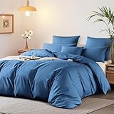 Boqingzhu Mako Satin Bettwäsche 135x200 Baumwolle Blau Dunkelblau Luxus Weich Baumwollsatin Seidenbettwäsche Bettwaren & Bettwäsche Set Bettbezug und Kissenbezug mit Reißverschluss