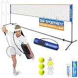 KESSER® Badmintonnetz Tennisnetz | Federballnetz 3-Fach-Höhenverstellbar 107/120/155cm, stabiles Gestell, Set mit Netz, 3X Federball & 3X Tennisball, Montagezubehör, Transporttasche, Indoor & Outdoor
