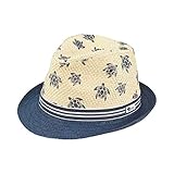 Sterntaler Strohhut Schildkröte - klassischer Sonnenhut mit allover Schilkröten Print - UV-Schutz 50+ Sommerhut - Jungen Strandkappe - Baby und Kinder Kopfbedeckung - sand, Größe 55