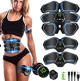 UIHOL EMS Trainingsgerät, EMS Bauchmuskeltrainer LCD Bildschirm muskelstimulator USB Wiederaufladbarer Tragbarer Muskel Trainer 10 Modi 20 Intensitäten Geeignet Damen & Herren