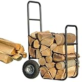 Rollende Brennholz Karren mit 2 Pneumatikrädern, 250 lb Ladungskapazität, Dolly Spediteur für den Transport von Baumstämmen in Kamin, Feuerstelle im Innenbereich im Freien