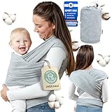 Tragetuch Neugeborene - Elastisches Baby Trage-Tuch ab Geburt, Atmungsaktive & ergonomische Koala-Babytrage aus 80% Baumwolle - Ergo-Babytragetuch mit Anleitung für sicheren Halt, Nähe & Komfort