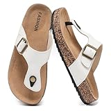 zaxunai Zehentrenner Damen Herren Rutschfest Sommer Sandalen Kork Fußbett Pantoletten,Bequeme Leichte Leder Flip Flops Badelatschen Unisex-Erwachsene