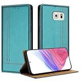 Kompatibel mit Samsung Galaxy S6 Edge Hülle, Brieftasche, PU-Leder, Flip-Folio-Hülle mit Kartenhalter, Klapphülle, Ständer, [stoßfeste TPU-Innenschale], ultradünne, schlanke Handyhülle(Green)