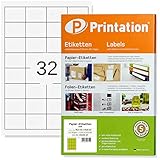 Printation Universal Etiketten 48,3 x 33,8 mm weiß bedruckbar - 800 Internetmarke Etiketten/Online Briefmarken 48,3x33,8 auf 25 DIN A4 Bogen - 32 pro A4 Bogen - Adressetiketten selbstklebend 4200 8643