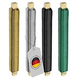 ECENCE 4er Set Blumendraht verzinkt, 0,65mm Basteldraht, Wickeldraht lose auf Holzwickel zur Befestigung von Blumen und Pflanzen, Bindedraht 35m Farbe Gold, Silber, schwarz, grün