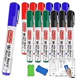 Deepton Whiteboard Marker, 12 Stück 4 Farben Whiteboard Stifte Abwischbar, Non Permanent Dry Erase Marker, White Board Marker Pens für Schule, Büro, Zuhause - Rundspitze 3mm