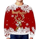 Générique Weihnachts-Sweatshirt, Herren, Weihnachtsoberteil, Basic, Pullover, Fleecepullover, Weihnachtspullover, Rollkragen, Weihnachtspullover, Rot - 2, M