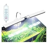 32 LED Aquarium LED Licht 8W Aquarium Beleuchtung Lampe 3 Modi dimmbar 7500K voll Spectrum LED Licht mit Skalierbare 30-55CM Blaue und weiße LEDs 360° drehbar Wasserpflanzenlicht für Aquarien