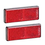 AGRISHOP 2Stück Reflektor Rückstrahler Eckig Rechteckig 89x35mm Rot RearRückseite Anhänger Katzenauge Seitenstrahler Reflektor Selbstklebend für LKW PKW Trailer Wohnwagen mit E-Prüfzeichen（Rot-2Stück）